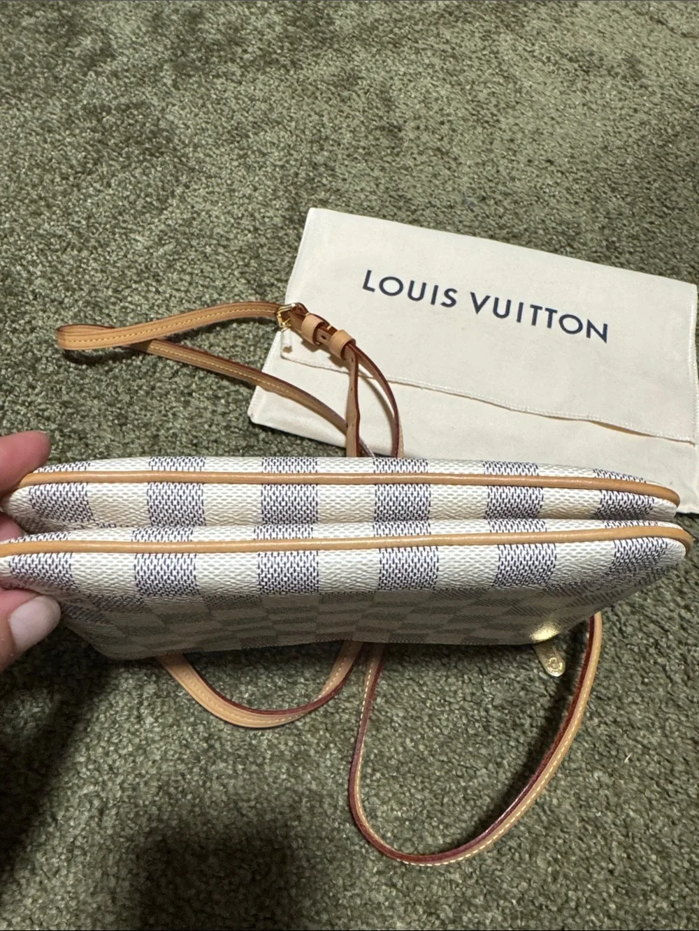 Louis Vuitton Damier Azur Crossbody Pochette in White and Tan